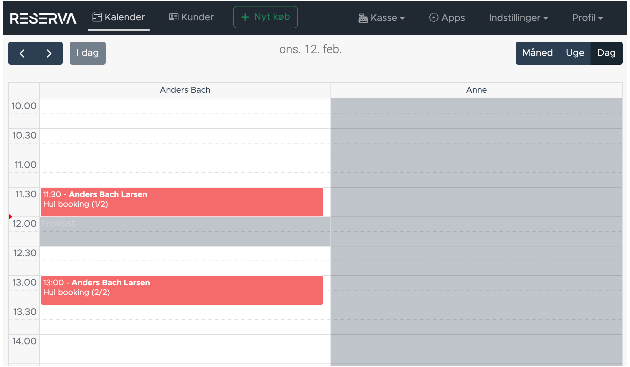 Kalender system interface